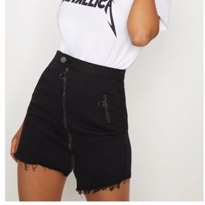 Black denim skirt